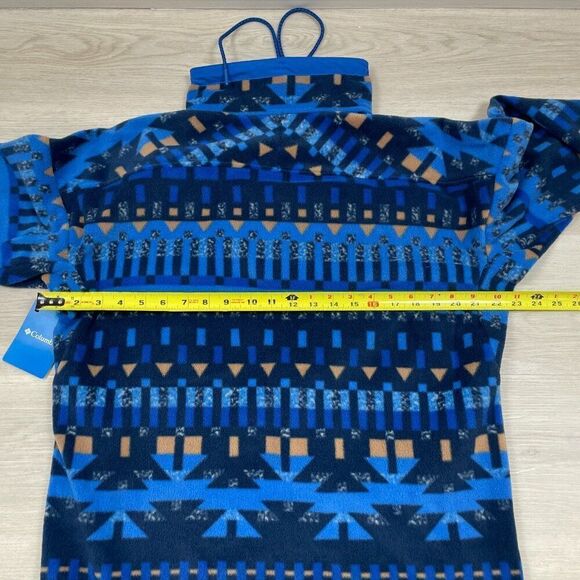 Columbia Powder Keg Fleece Pullover Jacket Mens Small Blue Aztec Southwestern - Picture 4 of 5